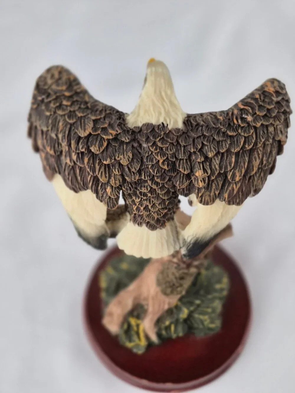 Vintage Sabre Resin Bald Eagle Wings Spread Pose on a Tree Stump Figurine